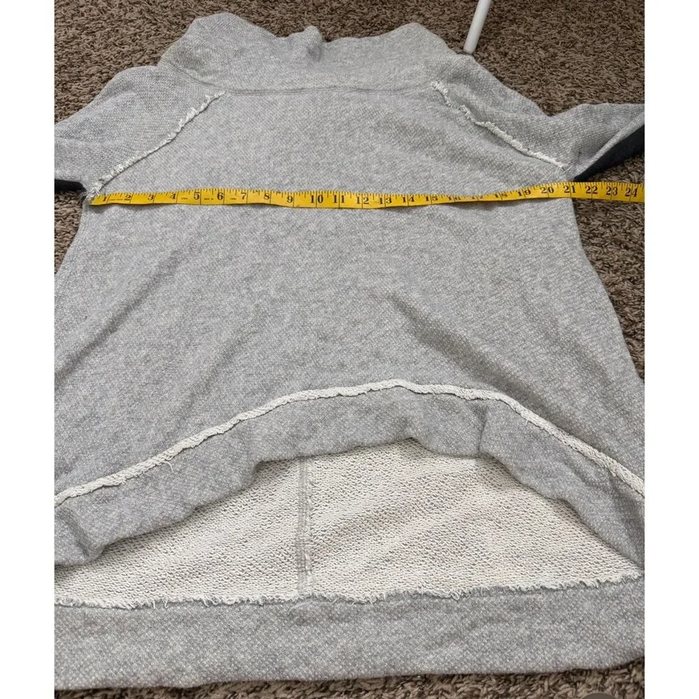 Free People Gray Mock Neck Tunic Top Sz S Oversized Boho Boxy Cozy Neutral